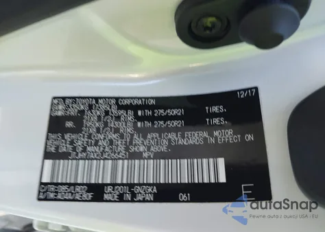 2018 Lexus Lx 570 Three-Row из США, поврежденный, VIN JTJHY7AX2J4266451